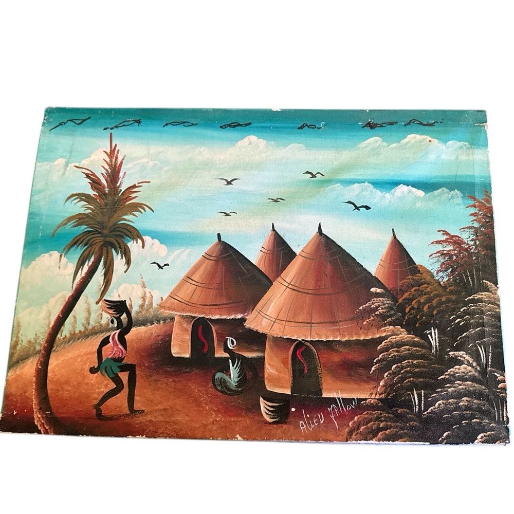 Colorful African Village Painting